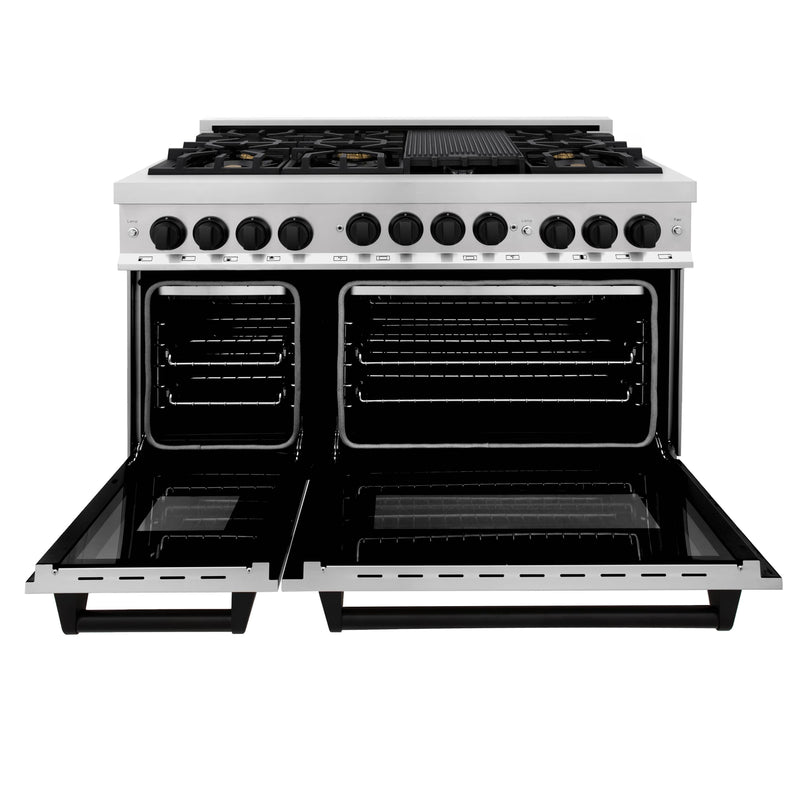 ZLINE Autograph Edition 48-Inch 6.0 cu. ft. Range with Gas Stove and Gas Oven in Stainless Steel with Matte Black Accents (RGZ-48-MB)