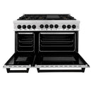ZLINE Autograph Edition 3-Piece Appliance Package - 48-Inch Gas Range, Wall Mounted Range Hood, & 24-Inch Tall Tub Dishwasher in Stainless Steel with Matte Black Trim (3AKPR-SGRRH48-MB)