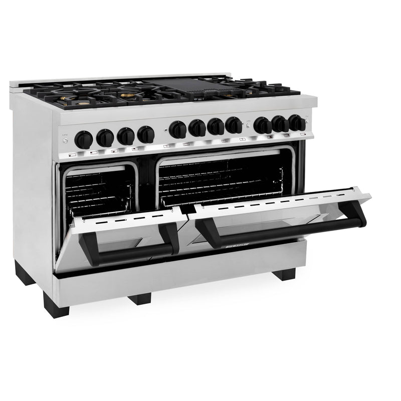 ZLINE Autograph Edition 48-Inch 6.0 cu. ft. Range with Gas Stove and Gas Oven in Stainless Steel with Matte Black Accents (RGZ-48-MB)