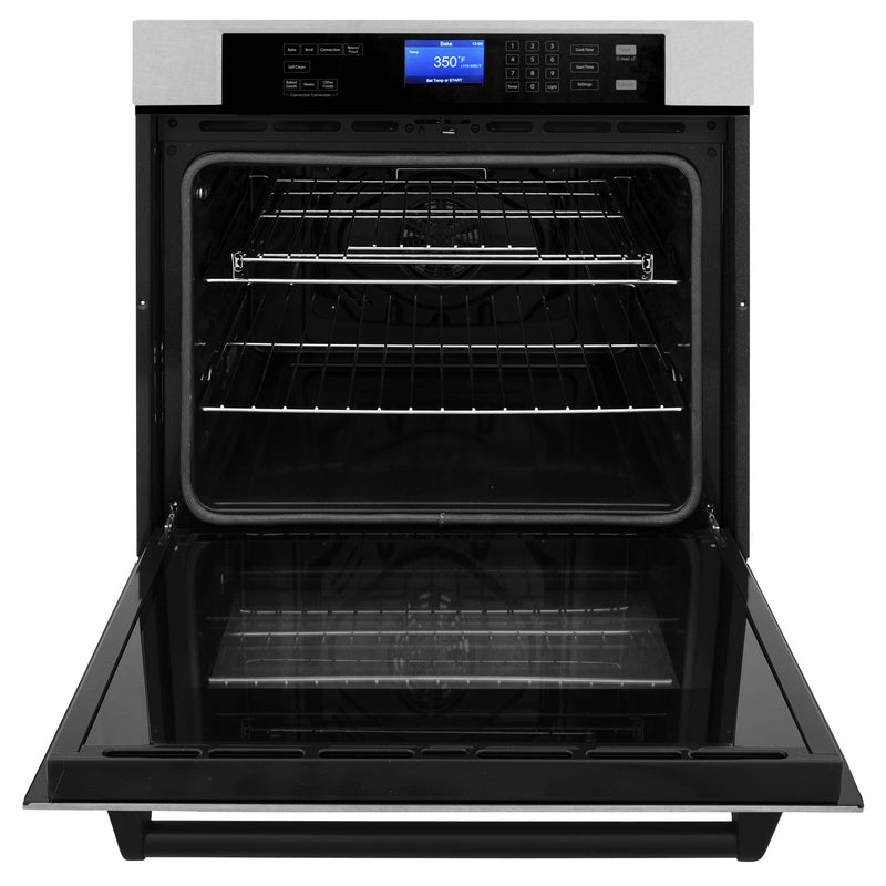 ZLINE 30-Inch Autograph Edition Single Wall Oven with Self Clean and True Convection in Fingerprint Resistant Stainless Steel and Matte Black (AWSSZ-30-MB)