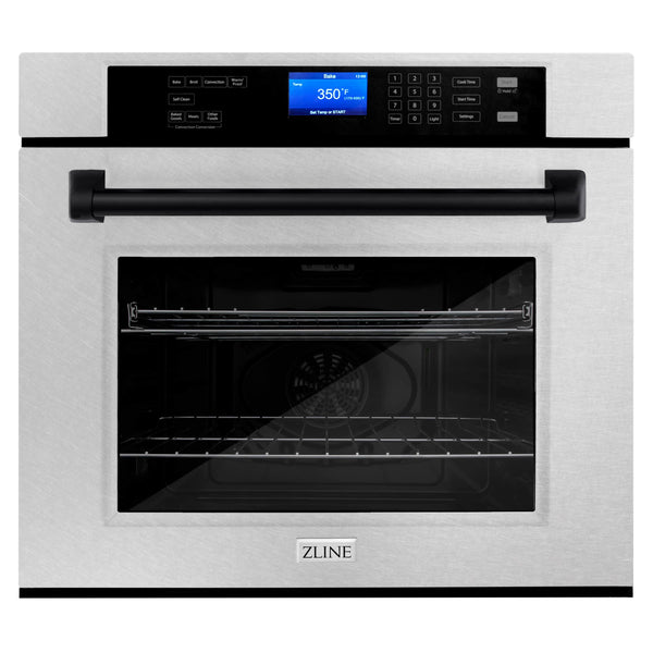 ZLINE 30-Inch Autograph Edition Single Wall Oven with Self Clean and True Convection in Fingerprint Resistant Stainless Steel and Matte Black (AWSSZ-30-MB)