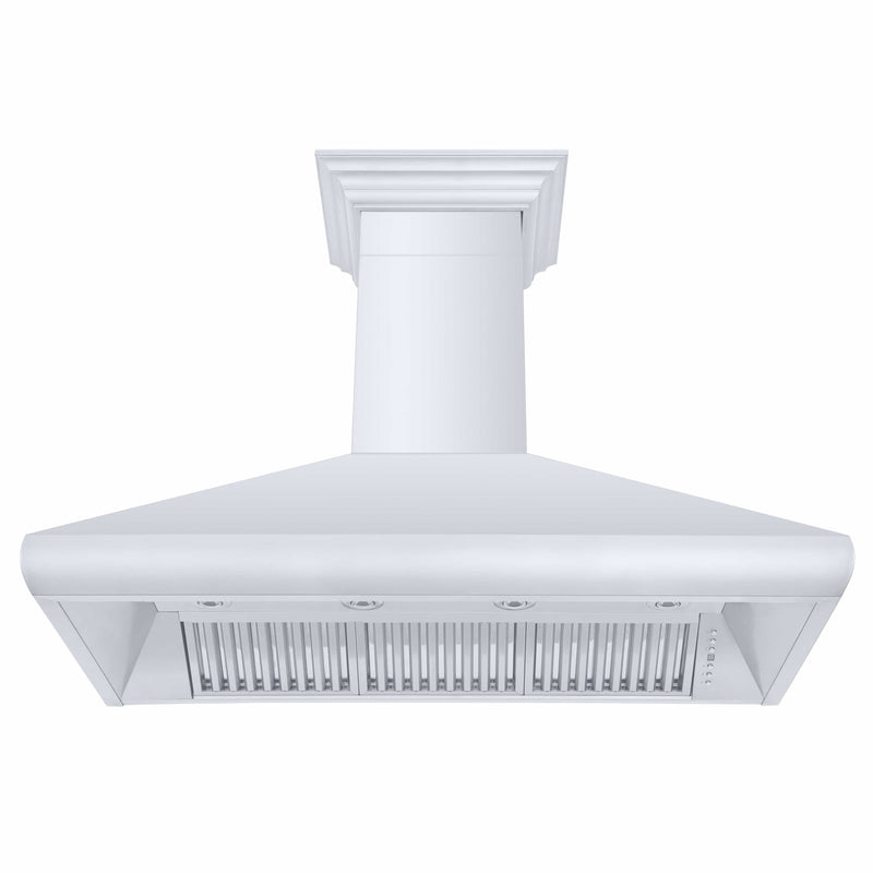 ZLINE 48-Inch Professional Convertible Vent Wall Mount Range Hood in Stainless Steel with Crown Molding (587CRN-48)