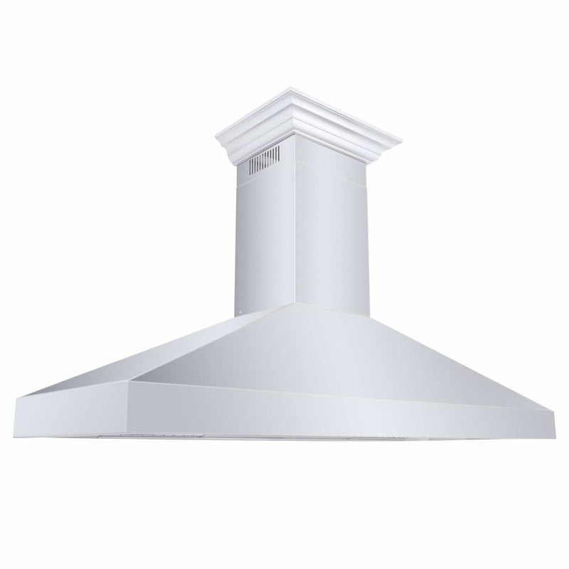 ZLINE 60-Inch Professional Convertible Vent Wall Mount Range Hood in Stainless Steel with Crown Molding (597CRN-60)
