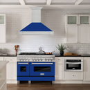 ZLINE 48-Inch Wall Mount Range Hood in Satin Stainless Steel with Blue Gloss Shell (8654SNX-BG-48)