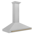 ZLINE 48-Inch Autograph Edition Wall Mounted Range Hood in Satin Stainless Steel with Champagne Bronze Handle (KB4SNZ-48-CB)