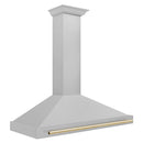 ZLINE 48-Inch Autograph Edition Wall Mounted Range Hood in Satin Stainless Steel with Gold Handle (KB4SNZ-48-G)