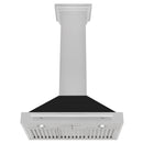 ZLINE 30-Inch Wall Mounted Range Hood in Satin Stainless Steel with Black Matte Shell and Stainless Steel Handle (KB4SNX-BLM-30)
