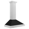 ZLINE 36-Inch Wall Mounted Range Hood in DuraSnow® Stainless Steel with Black Matte Shell and Stainless Steel Handle (KB4SNX-BLM-36)