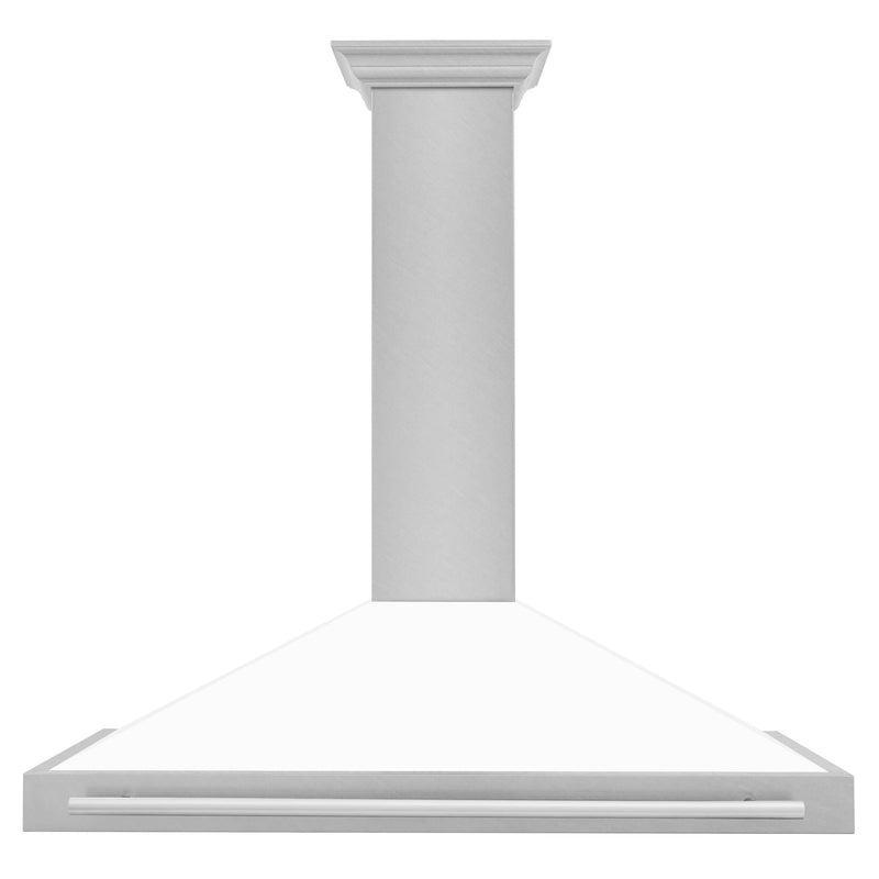 ZLINE 48-Inch Wall Mounted Range Hood in DuraSnow® Stainless Steel with White Matte Shell and Stainless Steel Handle (KB4SNX-WM-48)