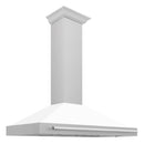 ZLINE 48-Inch Wall Mounted Range Hood in Satin Stainless Steel with White Matte Shell and Stainless Steel Handle (KB4SNX-WM-48)