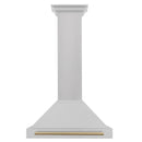 ZLINE 30-Inch Autograph Edition Wall Mounted Range Hood in Satin Stainless Steel with Champagne Bronze Handle (KB4SNZ-30-CB)