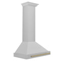 ZLINE 30-Inch Autograph Edition Wall Mounted Range Hood in Satin Stainless Steel with Champagne Bronze Handle (KB4SNZ-30-CB)