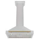ZLINE 30-Inch Autograph Edition Wall Mounted Range Hood in Satin Stainless Steel with Champagne Bronze Handle (KB4SNZ-30-CB)