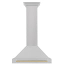 ZLINE 30-Inch Autograph Edition Wall Mounted Range Hood in Satin Stainless Steel with Gold Handle (KB4SNZ-30-G)