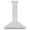 ZLINE 36-Inch Autograph Edition Wall Mounted Range Hood in Satin Stainless Steel with Champagne Bronze Handle (KB4SNZ-36-CB)