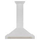 ZLINE 36-Inch Autograph Edition Wall Mounted Range Hood in Satin Stainless Steel with Gold Handle (KB4SNZ-36-G)