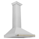 ZLINE 36-Inch Autograph Edition Wall Mounted Range Hood in Satin Stainless Steel with Gold Handle (KB4SNZ-36-G)