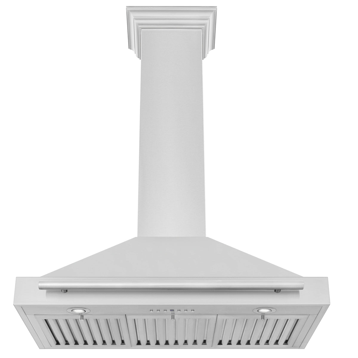 36-inch wall-mounted range hood underside with stainless steel baffle filters
