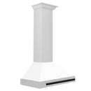 ZLINE 30-Inch Autograph Edition Wall Mounted Range Hood in Stainless Steel with White Matte Shell and Matte Black Accents (KB4STZ-WM30-MB)