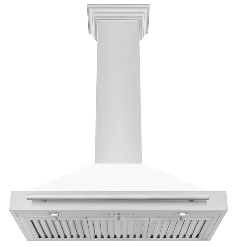 ZLINE 36-Inch Wall Mounted Range Hood in Stainless Steel with White Matte Shell and Stainless Steel Handle (KB4STX-WM-36)