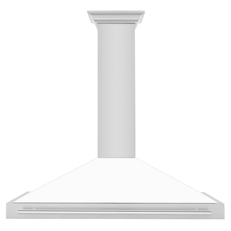 ZLINE 48-Inch Wall Mounted Range Hood in Stainless Steel with White Matte Shell and Stainless Steel Handle (KB4STX-WM-48)