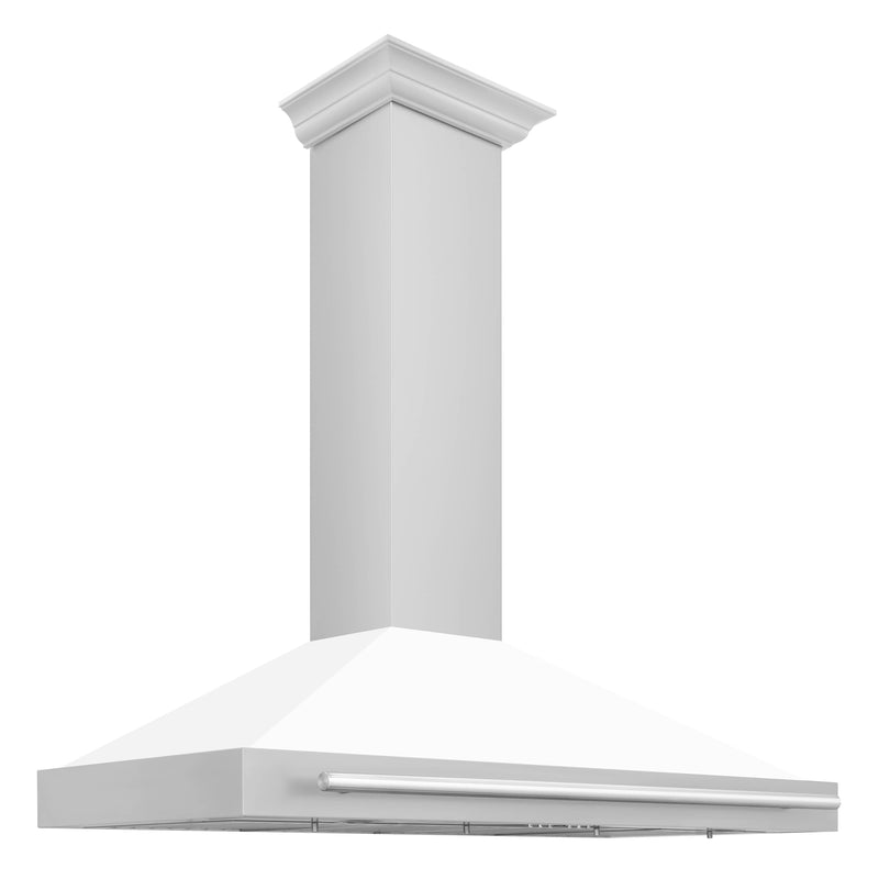 ZLINE 48-Inch Wall Mounted Range Hood in Stainless Steel with White Matte Shell and Stainless Steel Handle (KB4STX-WM-48)