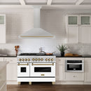 ZLINE 48-Inch Autograph Edition Wall Mounted Range Hood in Satin Stainless Steel with Champagne Bronze Handle (KB4SNZ-48-CB)