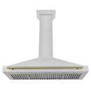 ZLINE 48-Inch Autograph Edition Wall Mounted Range Hood in Satin Stainless Steel with Champagne Bronze Handle (KB4SNZ-48-CB)