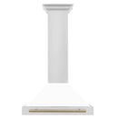ZLINE 30-Inch Autograph Edition Wall Mounted Range Hood in Stainless Steel with White Matte Shell and Champagne Bronze Accents (KB4STZ-WM30-CB)