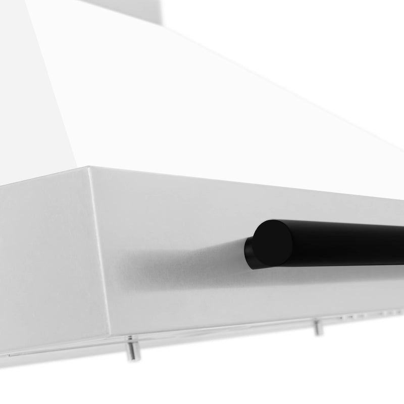 ZLINE 30-Inch Autograph Edition Wall Mounted Range Hood in Stainless Steel with White Matte Shell and Matte Black Accents (KB4STZ-WM30-MB)