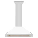 ZLINE 36-Inch Autograph Edition Wall Mounted Range Hood in Stainless Steel with White Matte Shell and Gold Accents (KB4STZ-WM36-G)