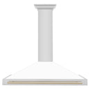 ZLINE 48-Inch Autograph Edition Wall Mounted Range Hood in Stainless Steel with White Matte Shell and Gold Accents (KB4STZ-WM48-G)