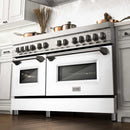ZLINE 60-inch Legacy Series Dual Fuel Range with 9 Gas Burner Stove and 7.4 Cu. Ft. Electric Oven in Stainless Steel and White Matte Door (RA-WM-60)