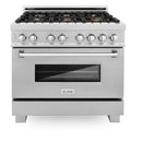 ZLINE 36-inch Legacy Series Dual Fuel Range with Gas Brass Burner Cooktop, Griddle and 4.6 Cu. Ft. Electric Oven in Fingerprint Resistant Satin Stainless Steel (RAS-SN-BR-GR-36)