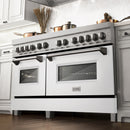 ZLINE 60-inch Legacy Series Dual Fuel Range with 9 Gas Burner Stove and 7.4 Cu. Ft. Electric Oven in Fingerprint Resistant Satin Stainless Steel and White Matte Doors (RAS-WM-60)