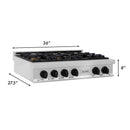 ZLINE Autograph Edition 36-Inch Porcelain Rangetop with 6 Gas Burners in Satin Stainless Steel and Matte Black Accents (RTSZ-36-MB)