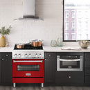 ZLINE 2-Piece Appliance Package - 30-inch Dual Fuel Range with Red Gloss Door and Convertible Vent Range Hood in Stainless Steel (2KP-RARGRH30)