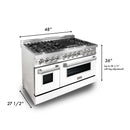 ZLINE 48-inch Legacy Series Dual Fuel Range with Gas Cooktop, Griddle and 6.0 Cu. Ft. Electric Oven in Stainless Steel with White Matte Door (RA-WM-GR-48)