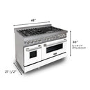 ZLINE 48-inch Legacy Series Dual Fuel Range with Gas Cooktop, Griddle and 6.0 Cu. Ft. Electric Oven in Fingerprint Resistant Satin Stainless Steel with White Matte Door (RAS-WM-GR-48)