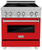 ZLINE 30-Inch 4.0 cu. ft. Induction Range with a 4 Element Stove and Electric Oven in DuraSnow Stainless Steel with Red Matte Door (RAINDS-RM-30)
