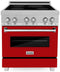 ZLINE 30-Inch 4.0 cu. ft. Induction Range with a 4 Element Stove and Electric Oven in DuraSnow Stainless Steel with Red Gloss Door (RAINDS-RG-30)