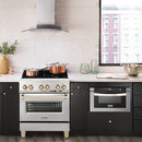 ZLINE Autograph Edition 2-Piece Appliance Package - 30-Inch Dual Fuel Range & Wall Mounted Range Hood in Stainless Steel with Gold Trim (2AKP-RARH30-G)