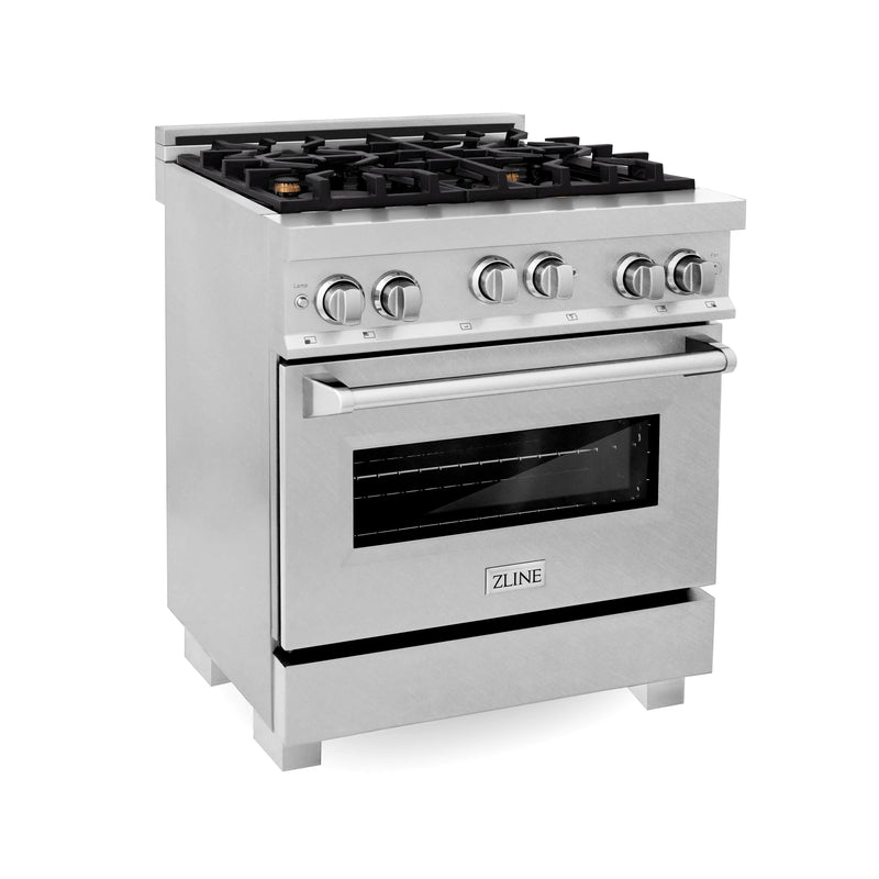 ZLINE 30-Inch Professional 4.0 Cu. Ft. 4 Gas On Gas Range In DuraSnow Stainless Steel With Brass Burners (RGS-SN-BR-30)
