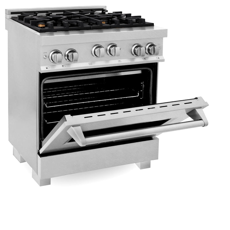 ZLINE 30-Inch Professional 4.0 Cu. Ft. 4 Gas On Gas Range In DuraSnow Stainless Steel With Brass Burners (RGS-SN-BR-30)