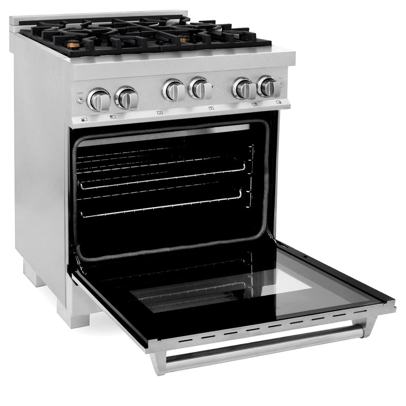 ZLINE 30-Inch Professional 4.0 Cu. Ft. 4 Gas On Gas Range In DuraSnow Stainless Steel With Brass Burners (RGS-SN-BR-30)