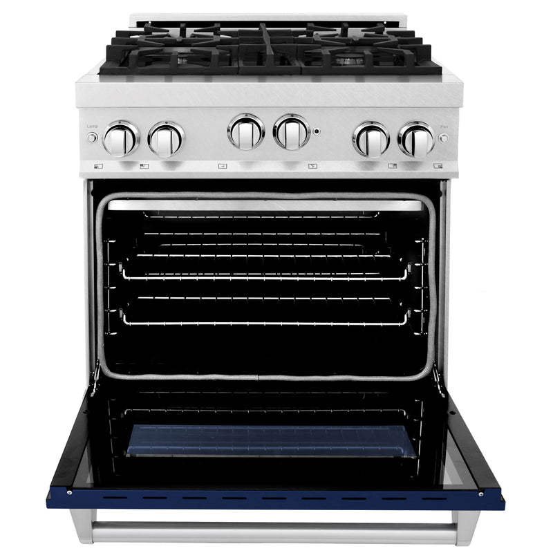 ZLINE 30-Inch Professional 4.0 Cu. Ft. 4 Gas On Gas Range In DuraSnow® Stainless Steel With Blue Gloss Door (RGS-BG-30)