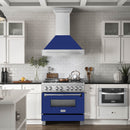 ZLINE 36-Inch Wall Mount Range Hood in Satin Stainless Steel with Blue Gloss Shell (8654SNX-BG-36)