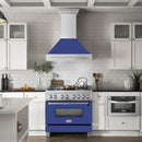 ZLINE 36-Inch Wall Mount Range Hood in Satin Stainless Steel with Blue Matte Shell (8654SNX-BM-36)