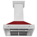 ZLINE 36-Inch Wall Mount Range Hood in Satin Stainless Steel with Red Gloss Shell (8654SNX-RG-36)