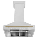 ZLINE 36-Inch Autograph Edition Wall Mount Range Hood in Satin Stainless Steel with Gold Handle (8654SNZ-36-G)